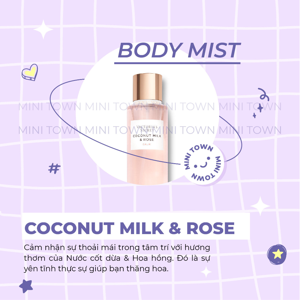 COCONUT MILK & ROSE - Xịt Thơm Lưu Hương Toàn Thân Victoria's Secret Fragrance Mist