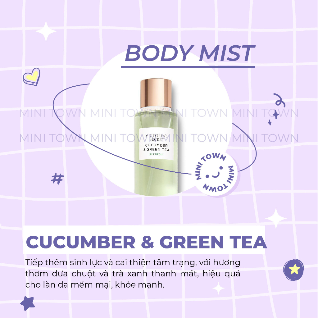 CUCUMBER & GREEN TEA - Xịt Thơm Lưu Hương Toàn Thân Victoria's Secret Fragrance Mist