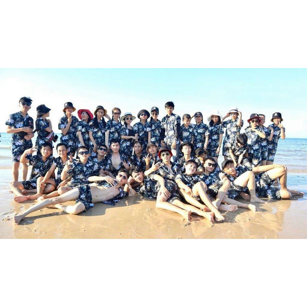 Bộ Đi Biển - Thơm Cây Dừa - Đồng Phục Nhóm Lớp Team Building Chất Vải Kate Thái Mềm Mát Hoạ Tiết Hoa Lá Trái Cây #DB