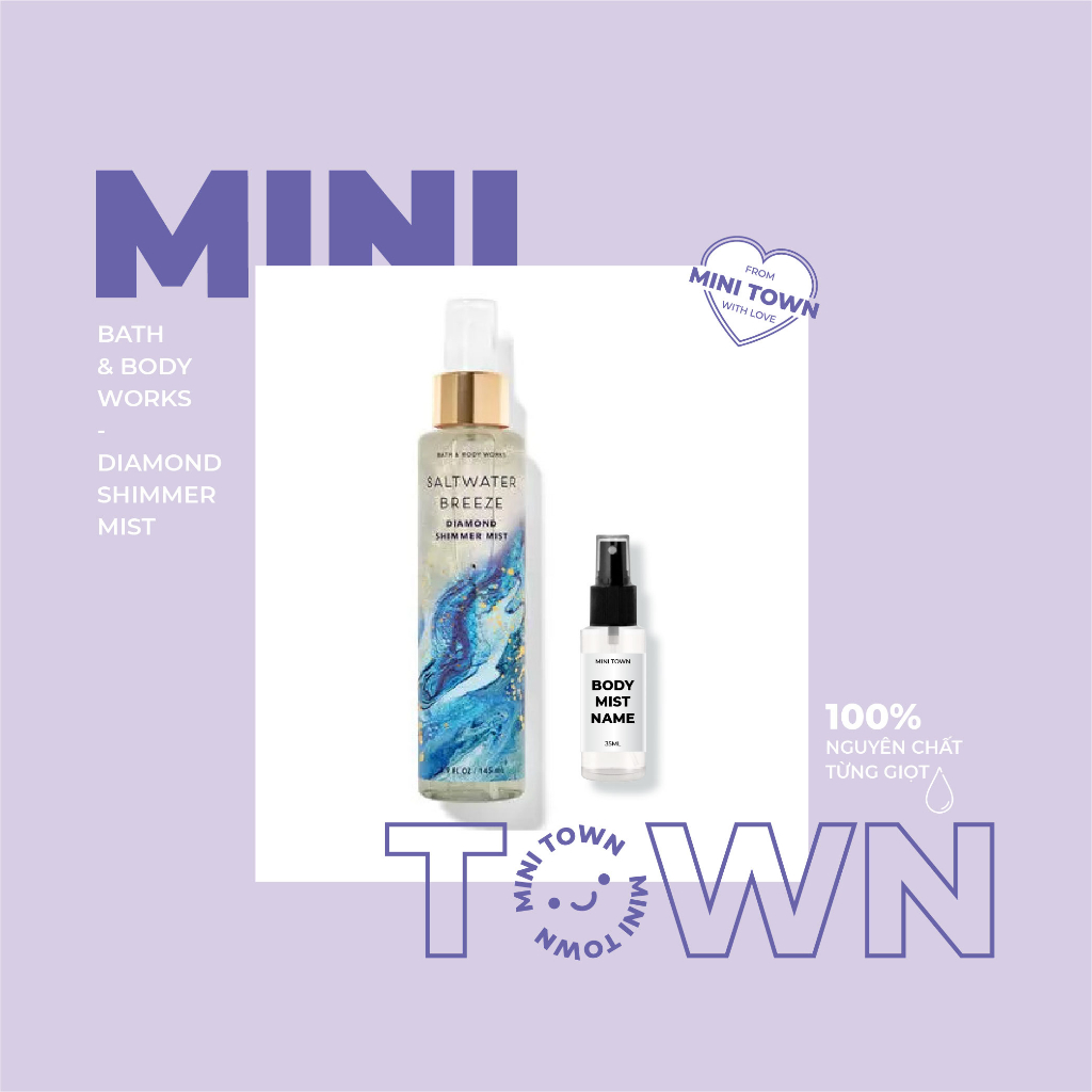 SALTWATER BREEZE SHIMMER - Xịt Thơm Kim Tuyến Ánh Nhũ Bath & Body Works Diamond Shimmer Mist