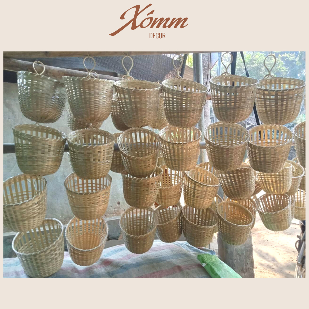 Giỏ tre đan tự nhiên trang trí decor, giỏ hoa, mây tre đan