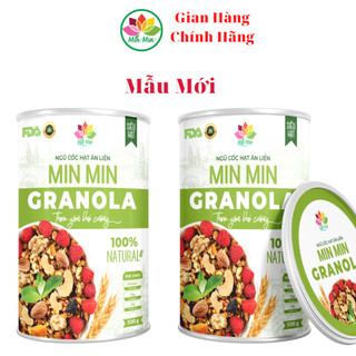 Chính hãng Granola Min Min, Ngũ Cốc Hạt Ăn Liền Mix Hoa Quả Sấy Ngon Giòn 1 hộp 500gr