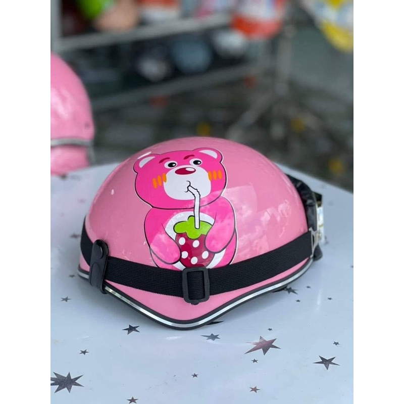 Mũ Bảo hiểm nửa đầu 1/2 New 2023 Hình gấu dâu Siêu cute