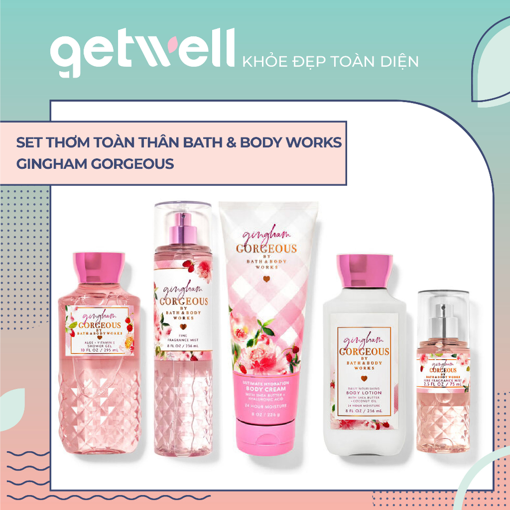 Sản Phẩm Tắm Dưỡng Xịt Thơm Toàn Thân Nến thơm phòng Bath & Body Works - GINGHAM GORGEOUS