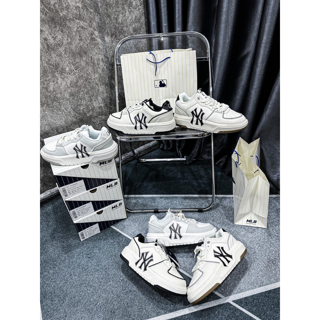 MLB Liner Chunky, Giày Thể Thao MLB Tăng Chiều Cao Hot trend 2022 MLB Xám NY Đen Đế Nâu Bản Cao Cấp