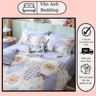 Bộ chăn ga gối cotton poly gấu xanh