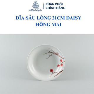 Dĩa sâu lòng minh long 21cm, 23cm, 25cm daisy hồng mai - gốm sứ cao cấp minh long