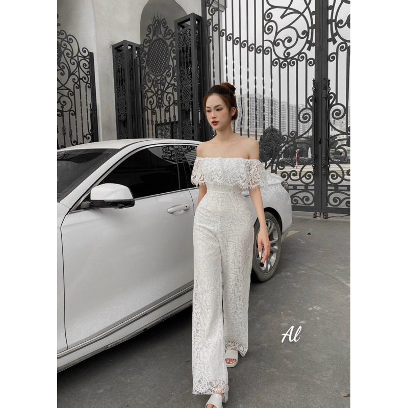jumsuit ren trễ vai 2 màu sag chảnh