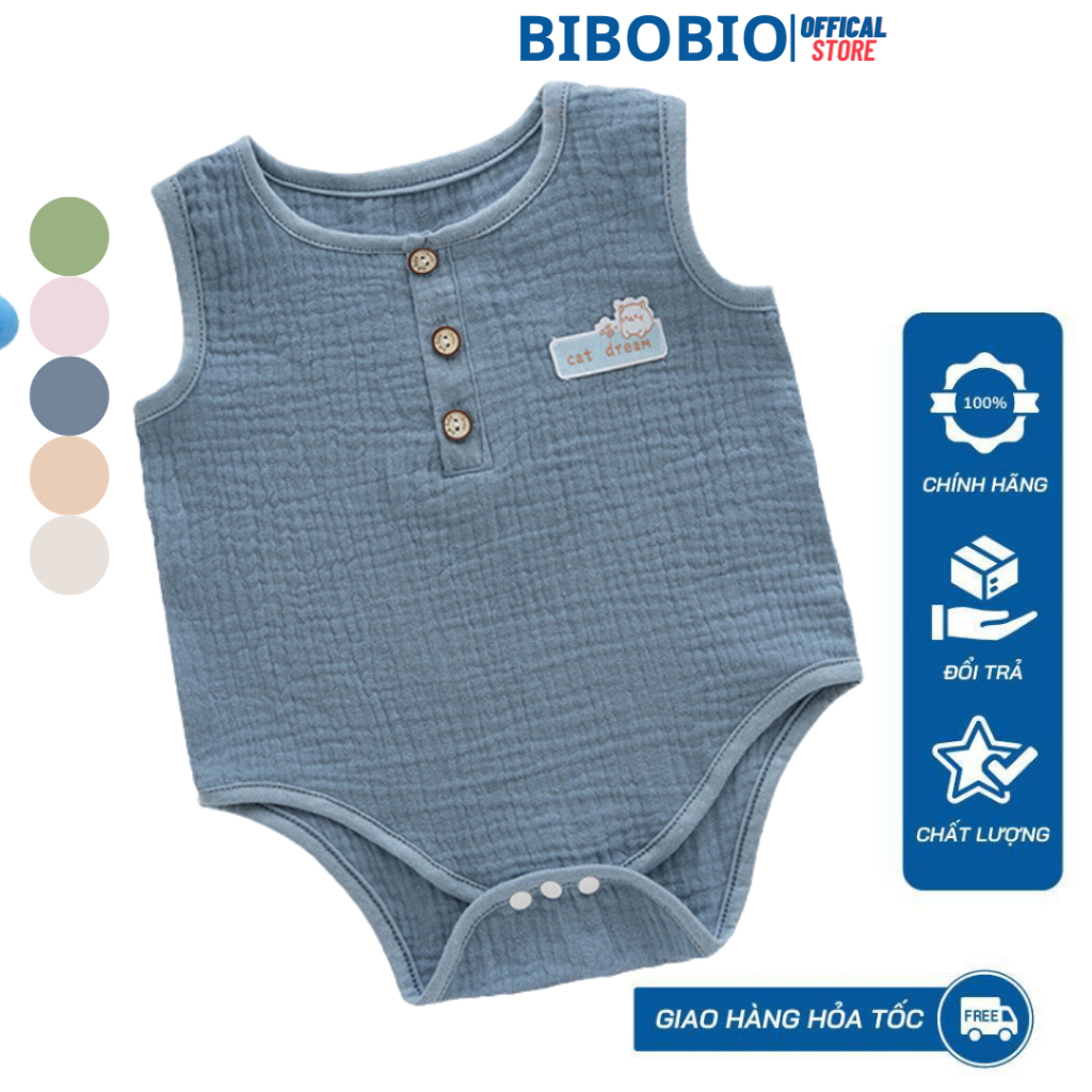 Body chip xô muslin cho bé trai và bé gái sơ sinh từ 3-12kg, hàng đẹp cao cấp