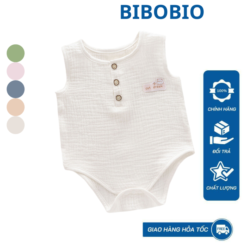 Body chip xô muslin cho bé trai và bé gái sơ sinh từ 3-12kg, hàng đẹp cao cấp