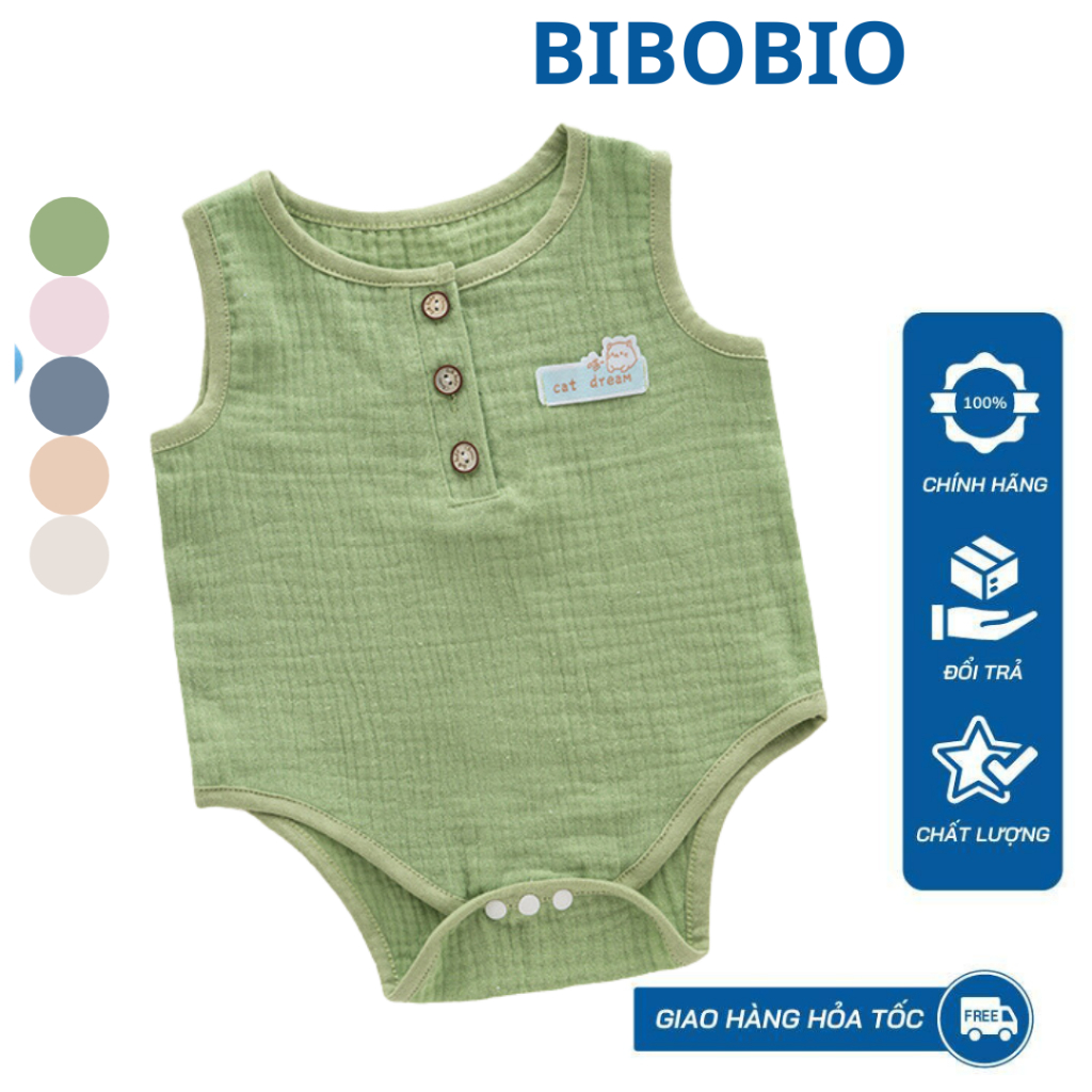Body chip xô muslin cho bé trai và bé gái sơ sinh từ 3-12kg, hàng đẹp cao cấp