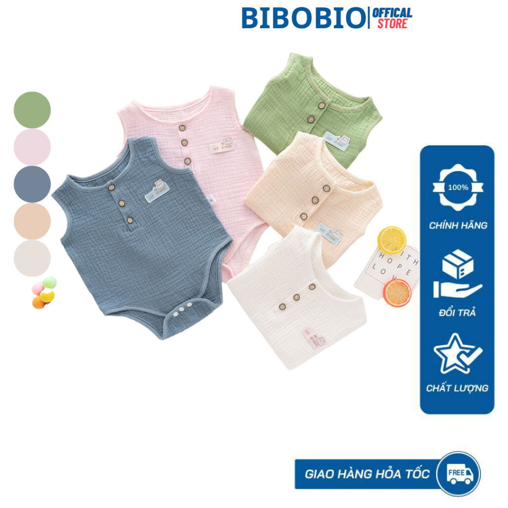 Body chip xô muslin cho bé trai và bé gái sơ sinh từ 3-12kg, hàng đẹp cao cấp