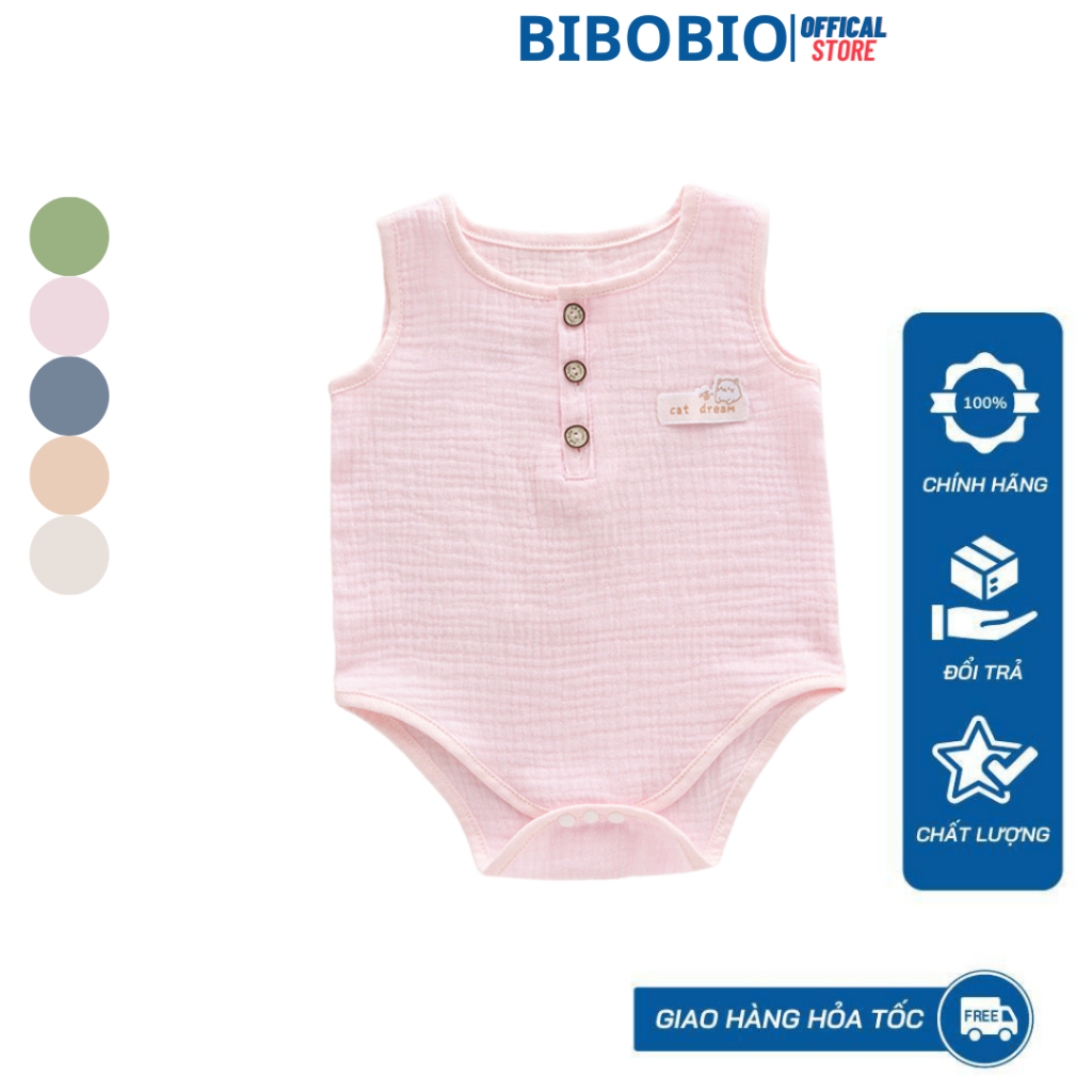 Body chip xô muslin cho bé trai và bé gái sơ sinh từ 3-12kg, hàng đẹp cao cấp