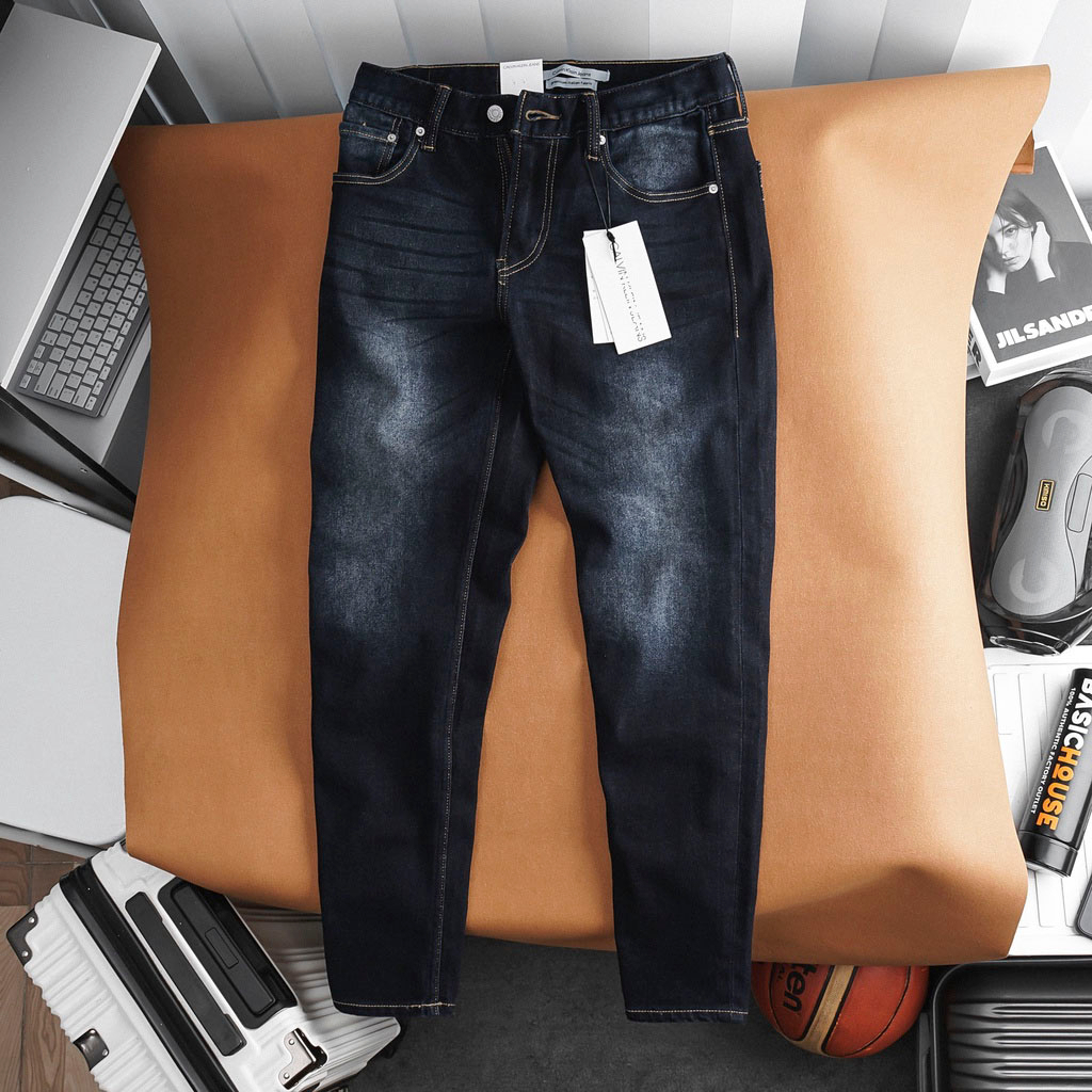 Quần jeans dài C..K, quần jean dài nam co giãn mềm mịn trẻ trung sang trọng có 2 màu xanh nhạt, đen | BasicHouse