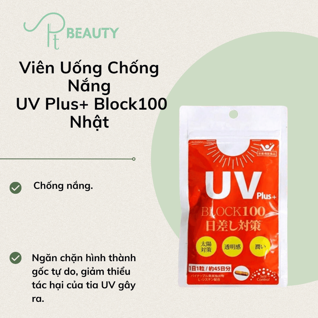 Viên Uống Chống Nắng UV Plus+ Block100 Nhật - 45 viên