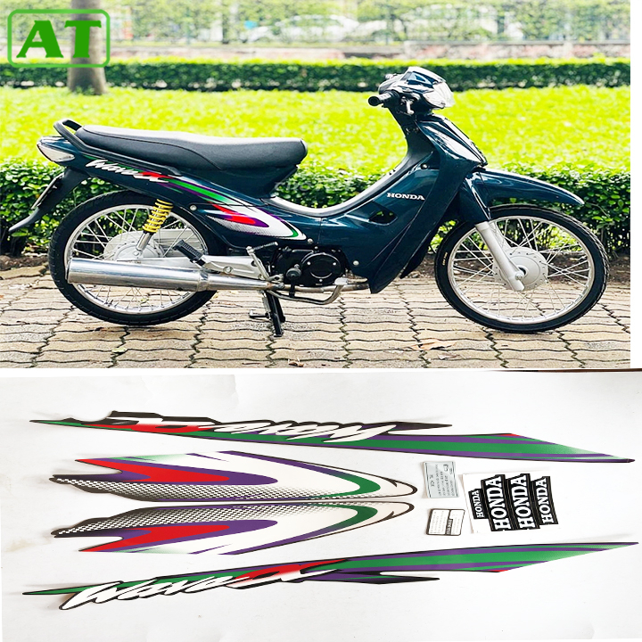 Tem dán xe cho wave Alpha mẫu nhỏ đời 2002, 3 lớp zin màu xanh