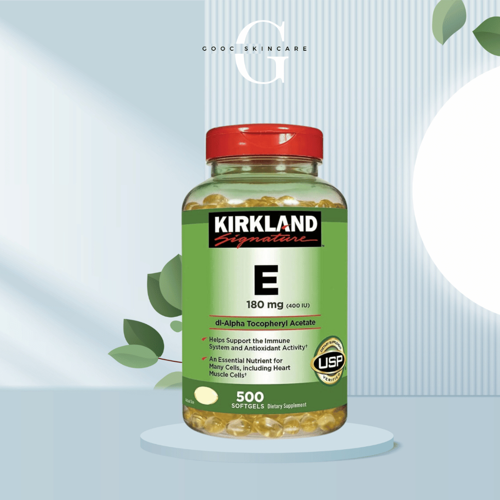 Vitamin E 400 IU Kirkland Signature dạng viên giúp làm sáng da, đẹp da 500 viên của Mỹ