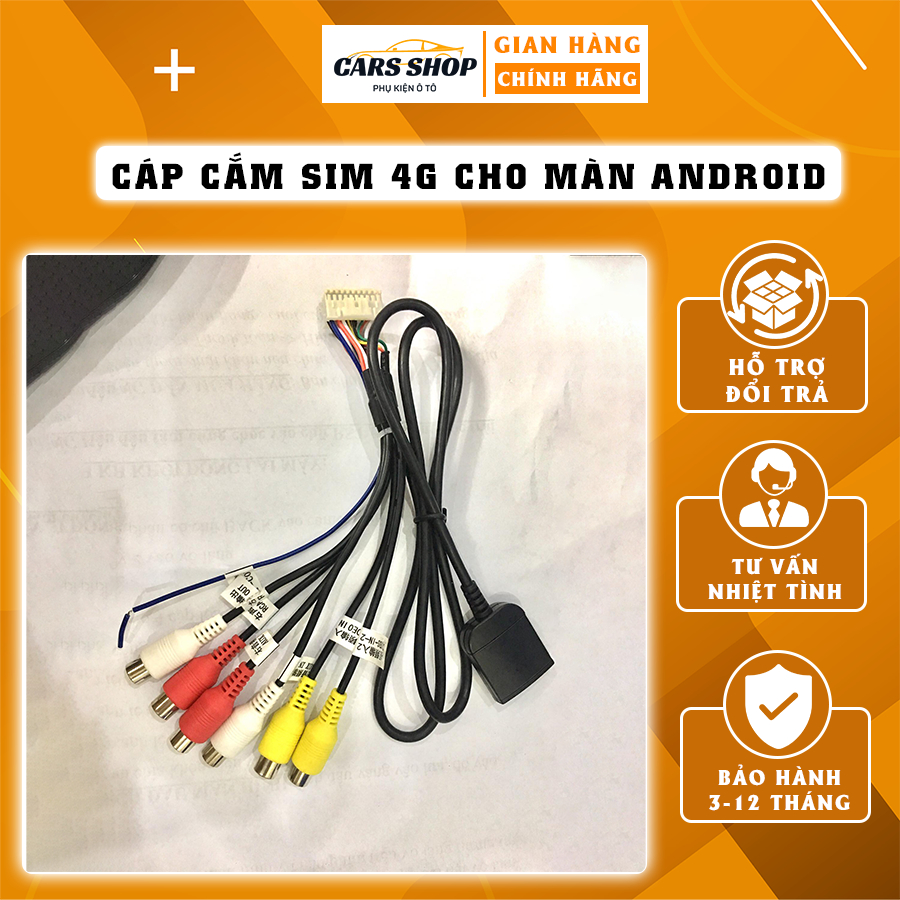 Giắc sim màn Android Cars Shop - Cáp cắm sim 4G cho màn hình Android ô tô kèm kết nối hình ảnh, âm thanh