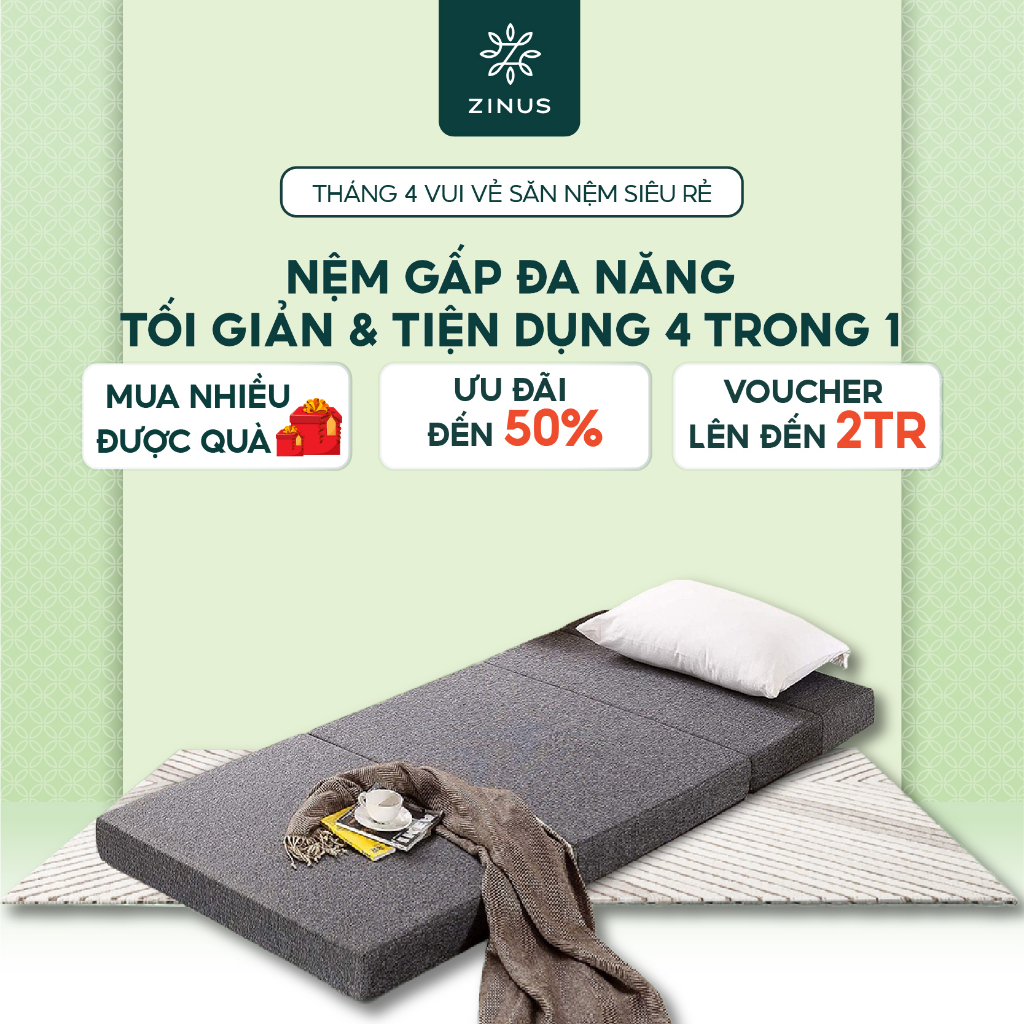 Nệm Foam Ép HD Gấp 4 Bảo Vệ Sức Khỏe Cho Giấc Ngủ Ngon