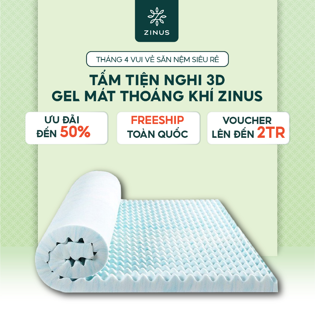 Topper Tấm Tiện Nghi 3D Gel Mát Thoáng Khí Zinus