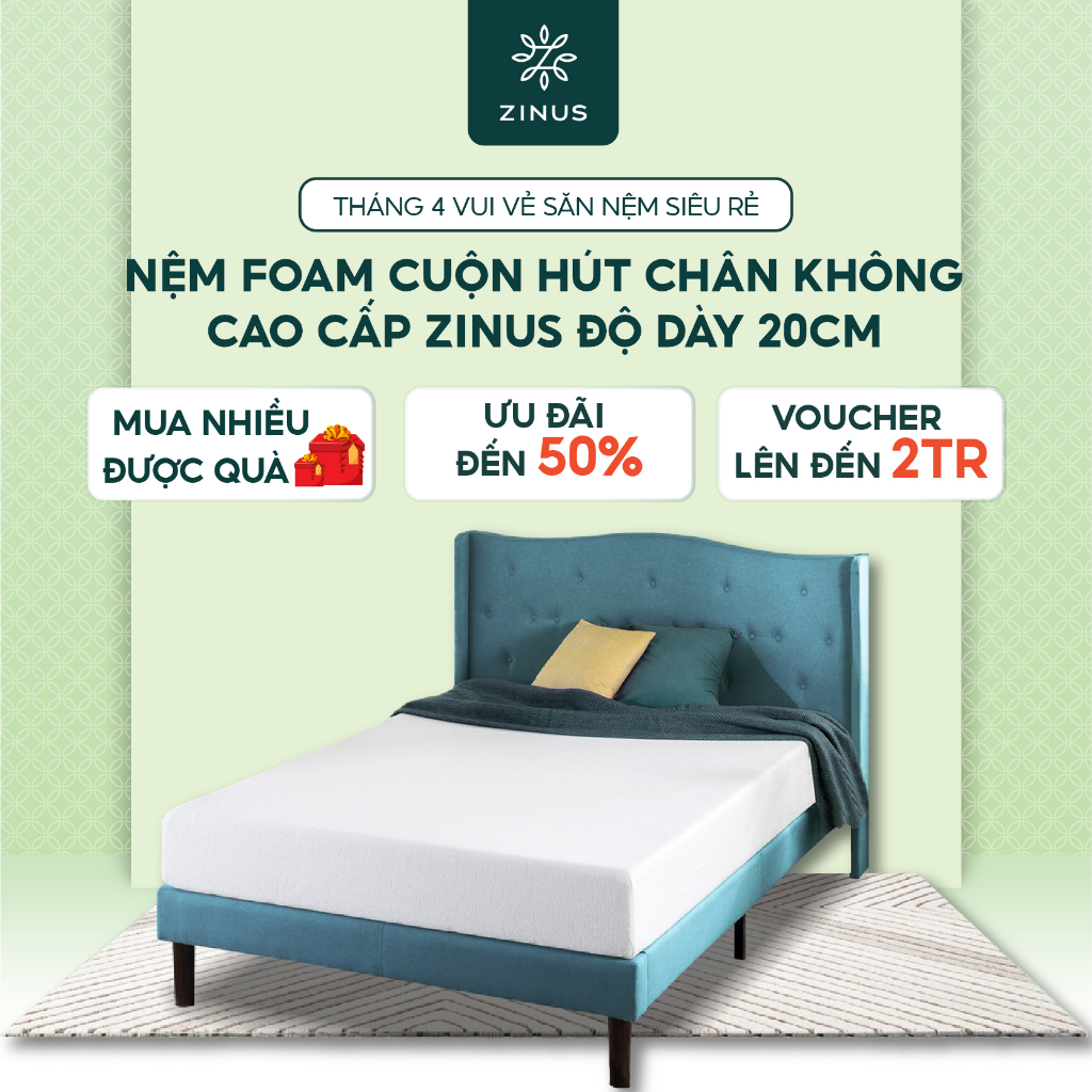 [Trả Góp 0%] Nệm foam cuộn hút chân không cao cấp Zinus Độ Dày 20cm