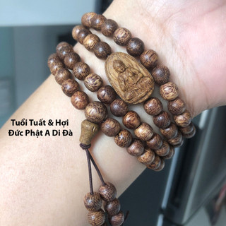 Vòng tay trầm tốc 108 hạt mix mặt phật theo mệnh tuổi Tuất & Hợi