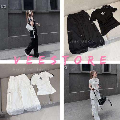 Quần kaki khóa túi hộp 2 màu đen trắng/ Quần kaki cạp cao tôn dáng hàn quốc VEESTORE