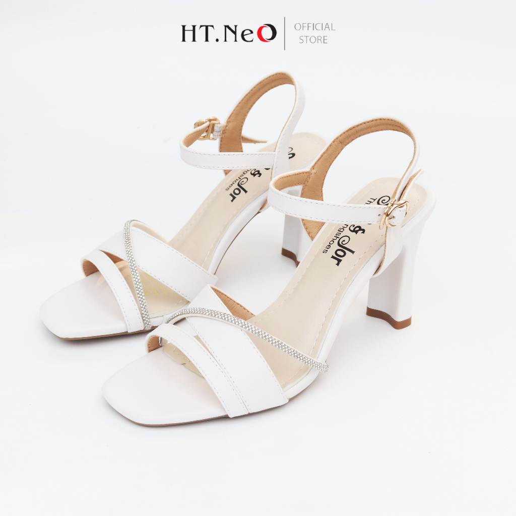 Giày Sandal Nữ HT.NEO Da Thật Cao Cấp , Thiết Kế Quai Ngang ,Gót Trụ Cao 7cm ,Kiểu Dáng Basic Lịch Sự SD02