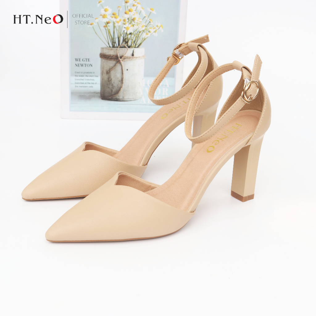 Giày Nữ Cao Cấp HT.NEO Da Bò êm mềm ,Gót Cao 8cm ,Thiết Kế Mũi Nhọn Quai Hậu Khóa Cài ,Kiểu Dáng Sang Trọng ,Lịch Sự