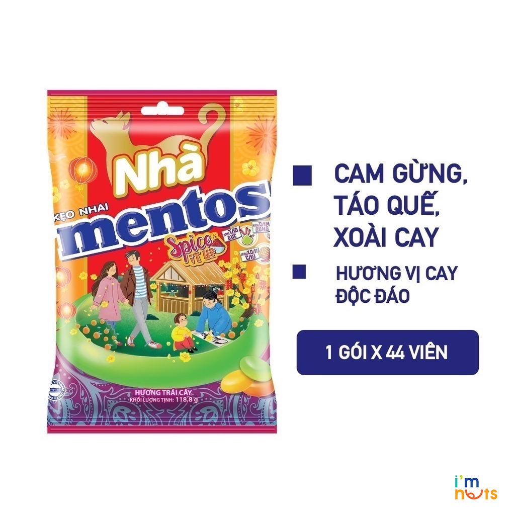 Kẹo nhai Mentos Cầu Vồng, Mentos Spice It Up, Mentos Fruity Delight và Mentos vị cam FANTA