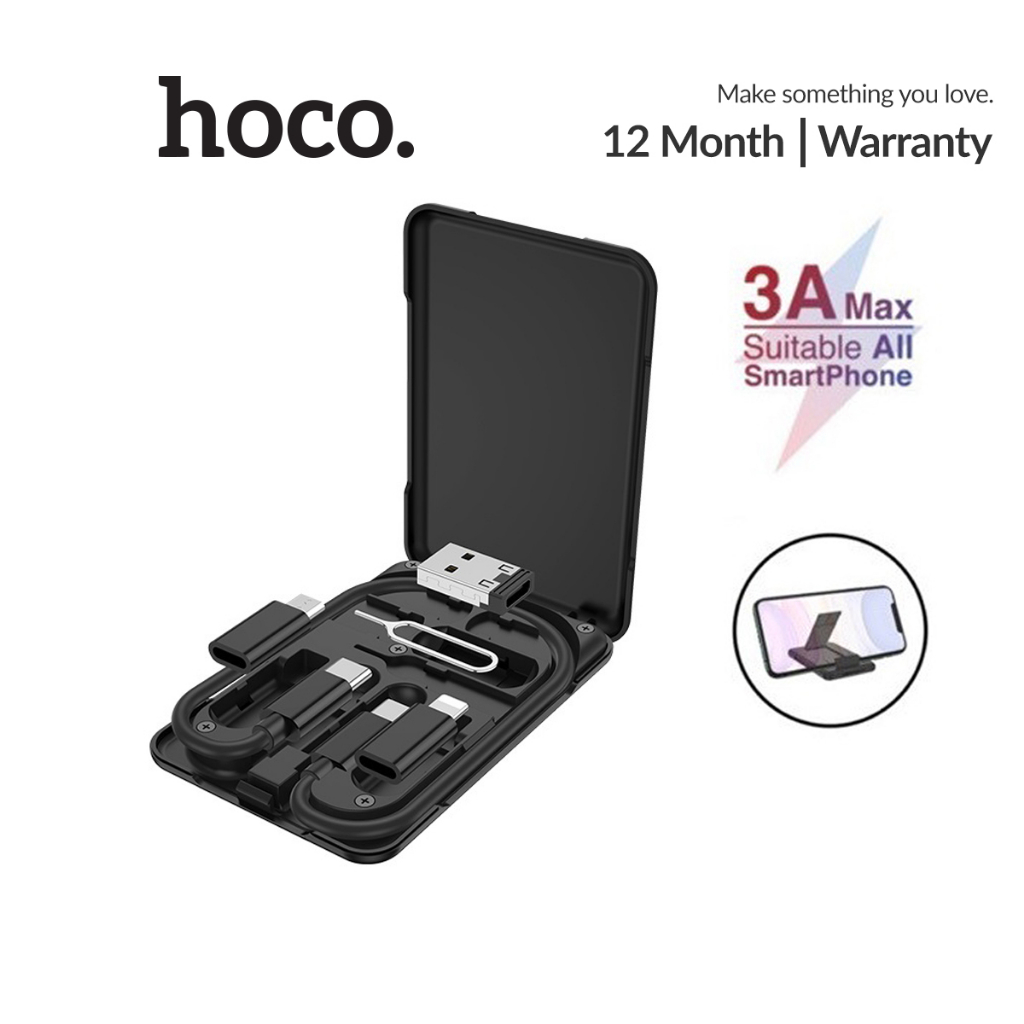 Bộ sạc nhanh 3A Hoco U86 đa năng 6in1 gồm nhiều đầu chuyển đổi dài 28CM