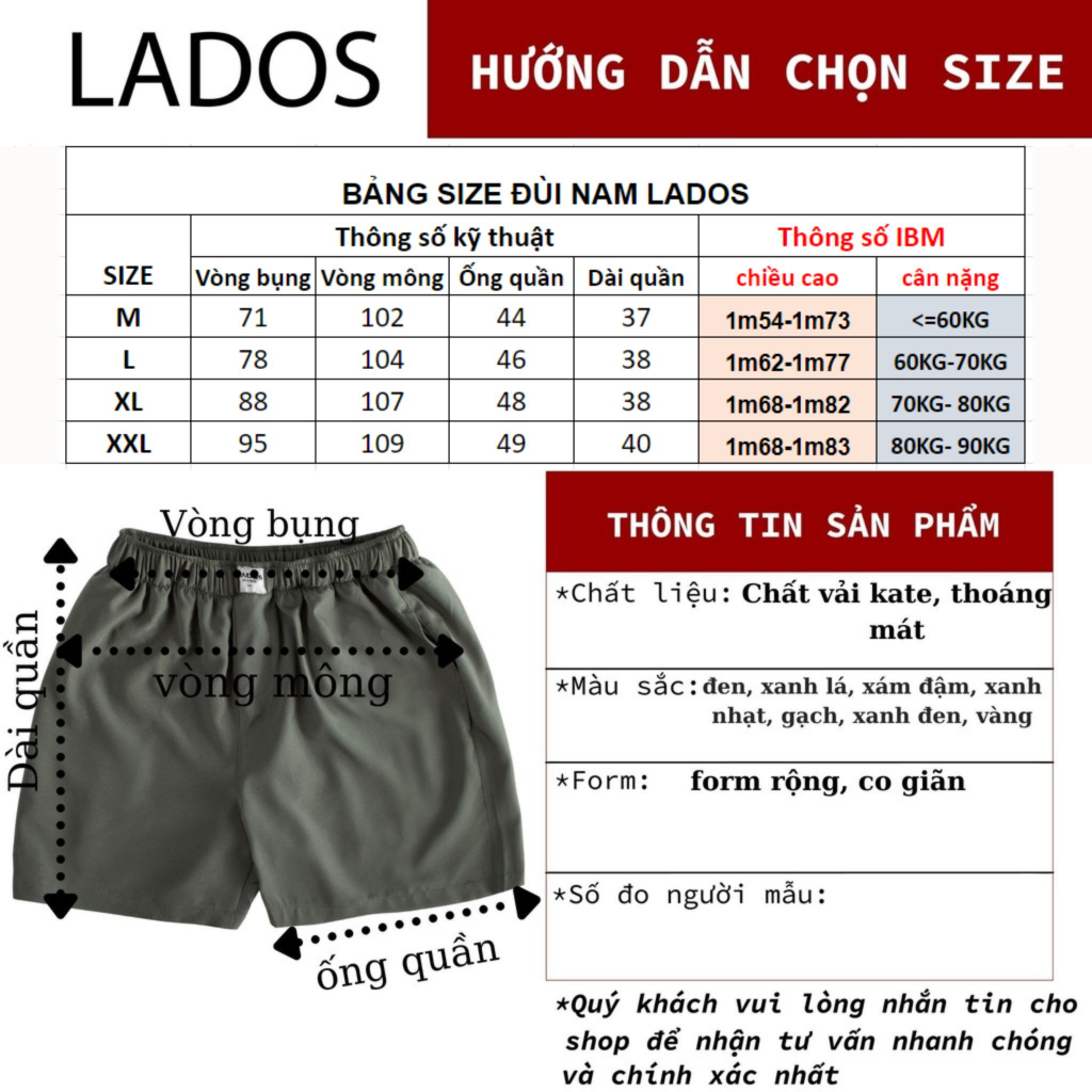 Quần đùi kate mặc nhà có túi cho nam LADOS - 44071 - chất liệu co giãn, mềm mại