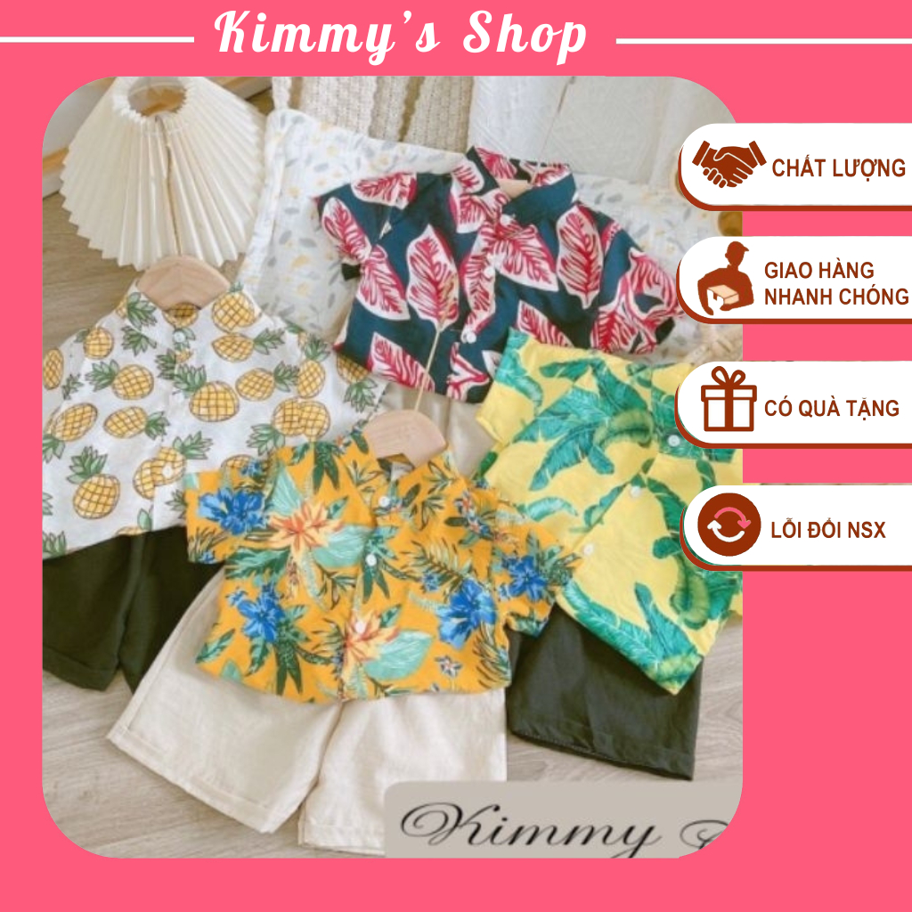 Bộ Đồ Hoa Lá Bé Trai Bộ Đi Biển Chất Đũi Mềm Mại Siêu Hot Hè Full 4 Màu Cho Bé Kimmy’s Shop