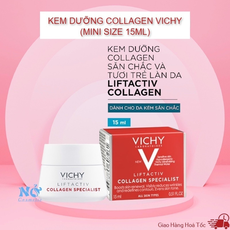 (15ml)Kem dưỡng Collagen cải thiện lão hóa, nếp nhăn Vichy Liftactiv Collagen Specialist minisize 15ml