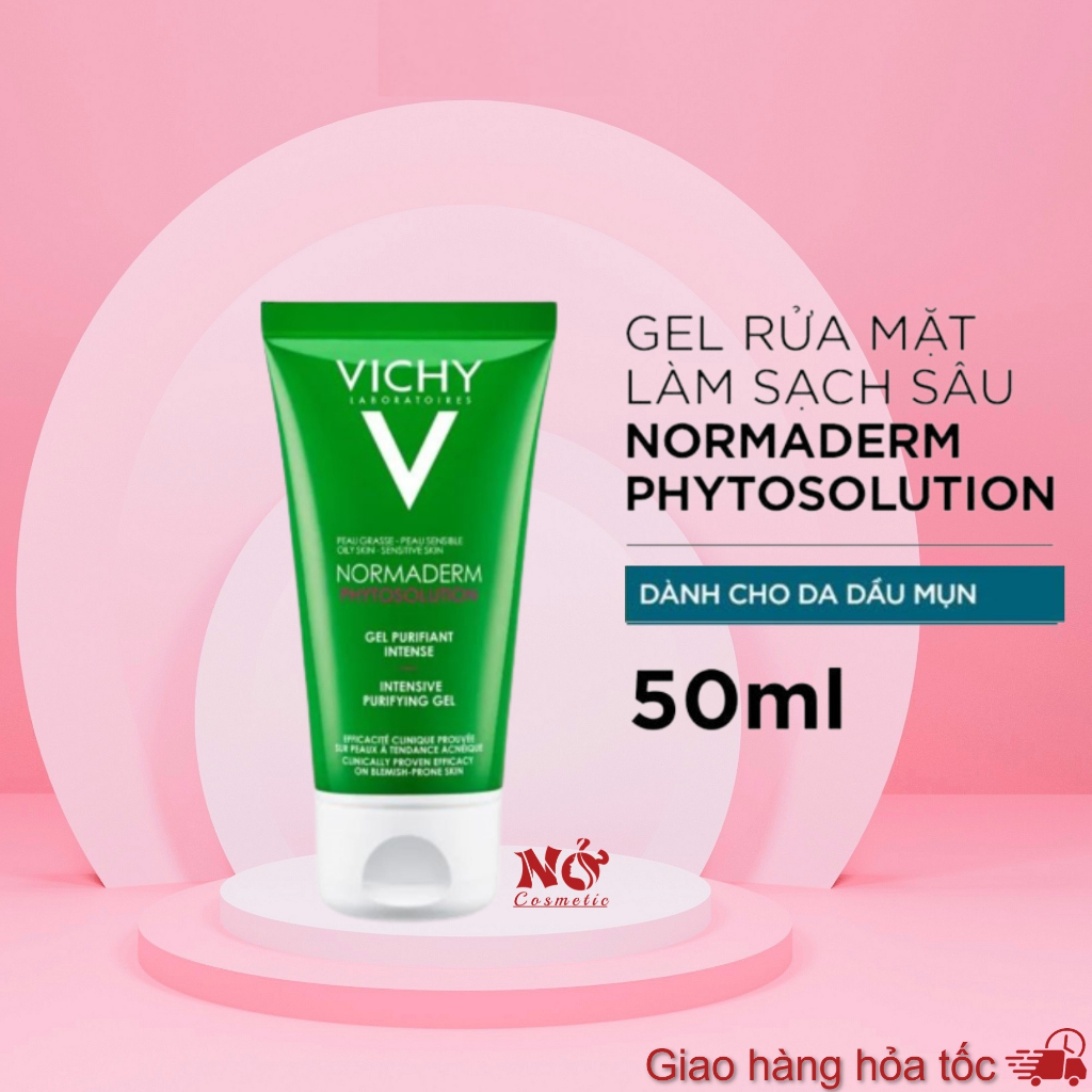 Sữa rửa mặt dạng gel Vichy Normaderm Phytosolution Intensive Purifying Gel 50ml Làm Sạch Sâu Da Dầu Mụn 50ml