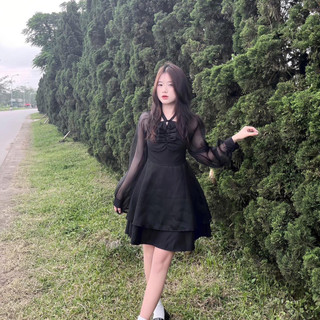 Đầm bigsize tay dài phối nơ đáng yêu ( Thời trang Vicky G - Anitagreen ) HN0423