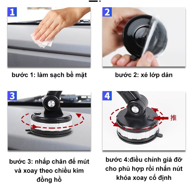 Giá đỡ taplo chân to siêu hít W30. Giá kẹp điện thoại đặt taplo xe oto by DV AUTO