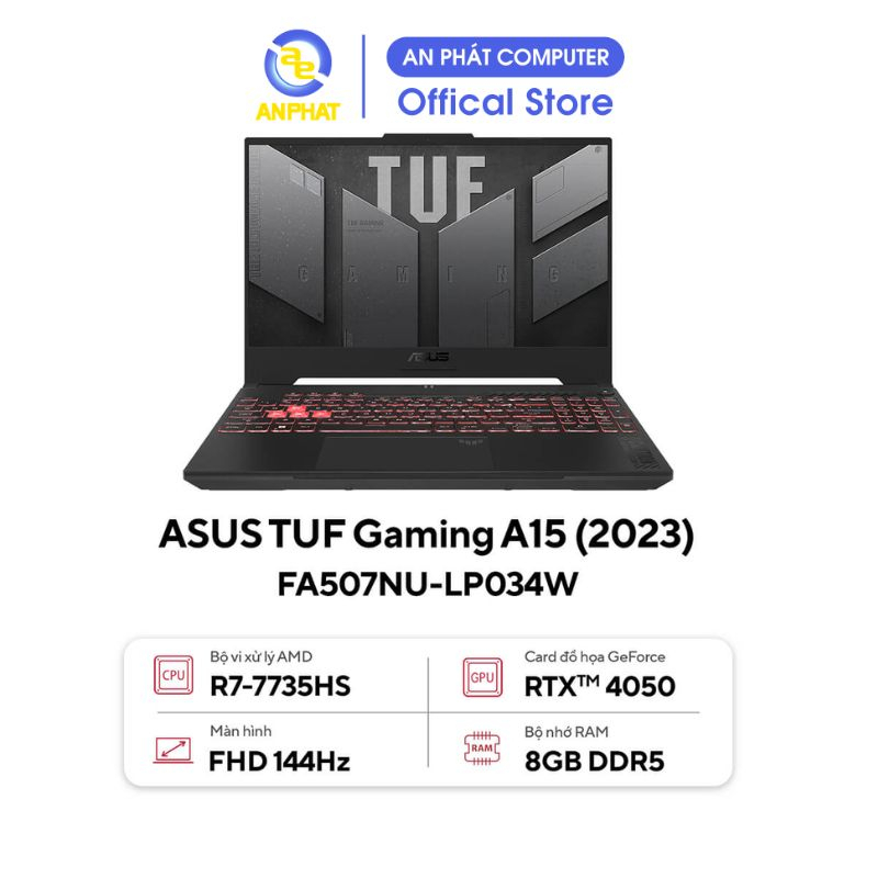 Laptop ASUS TUF Gaming A15 FA507NU-LP034W (Ryzen™ 7-7735HS | RTX™ 4050 6GB)