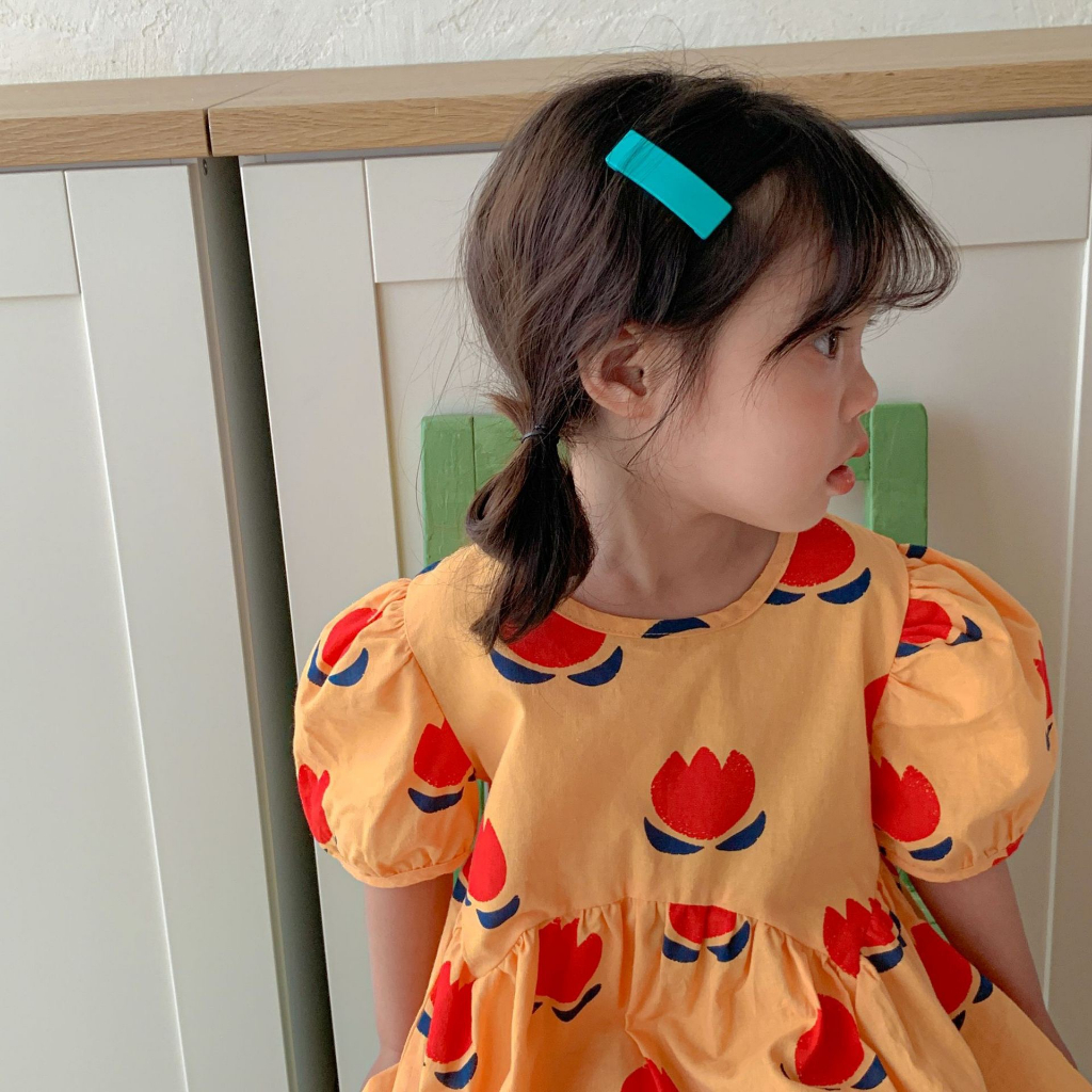 Đầm babydoll thô hoạ tiết phong cách Hàn Quốc cho bé