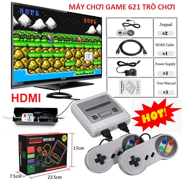 Máy Chơi Game 4 Nút Retro Mini 621 Trò Chơi Tặng Thẻ Nhớ - Phiên Bản Nâng Cấp 2020 -Cắm Cổng HDMI -2 Người Chơi