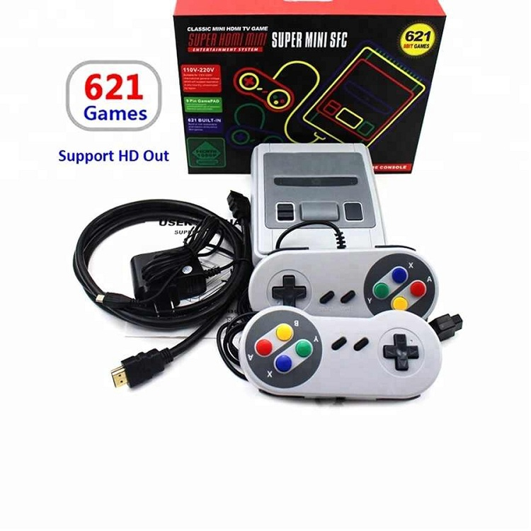 Máy Chơi Game, 4 Nút Retro Mini 621 Trò Chơi, Tặng Thẻ Nhớ - Phiên Bản Nâng Cấp 2023 - Cắm Cổng HDMI - 2 Người Chơi