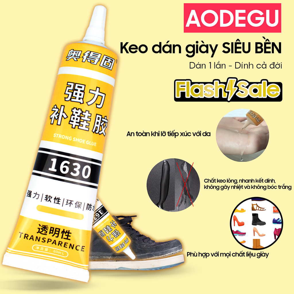 Keo dán giày dép chuyên dụng siêu dính chắc Aodegu 1630, keo đa năng dán đế giầy, dày thể thao sneaker, túi xách, đồ da