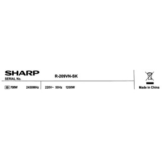 [R-209VN-SK] Lò Vi Sóng Sharp R-209VN-SK 20 lít - BH Chính Hãng, Mới 100%