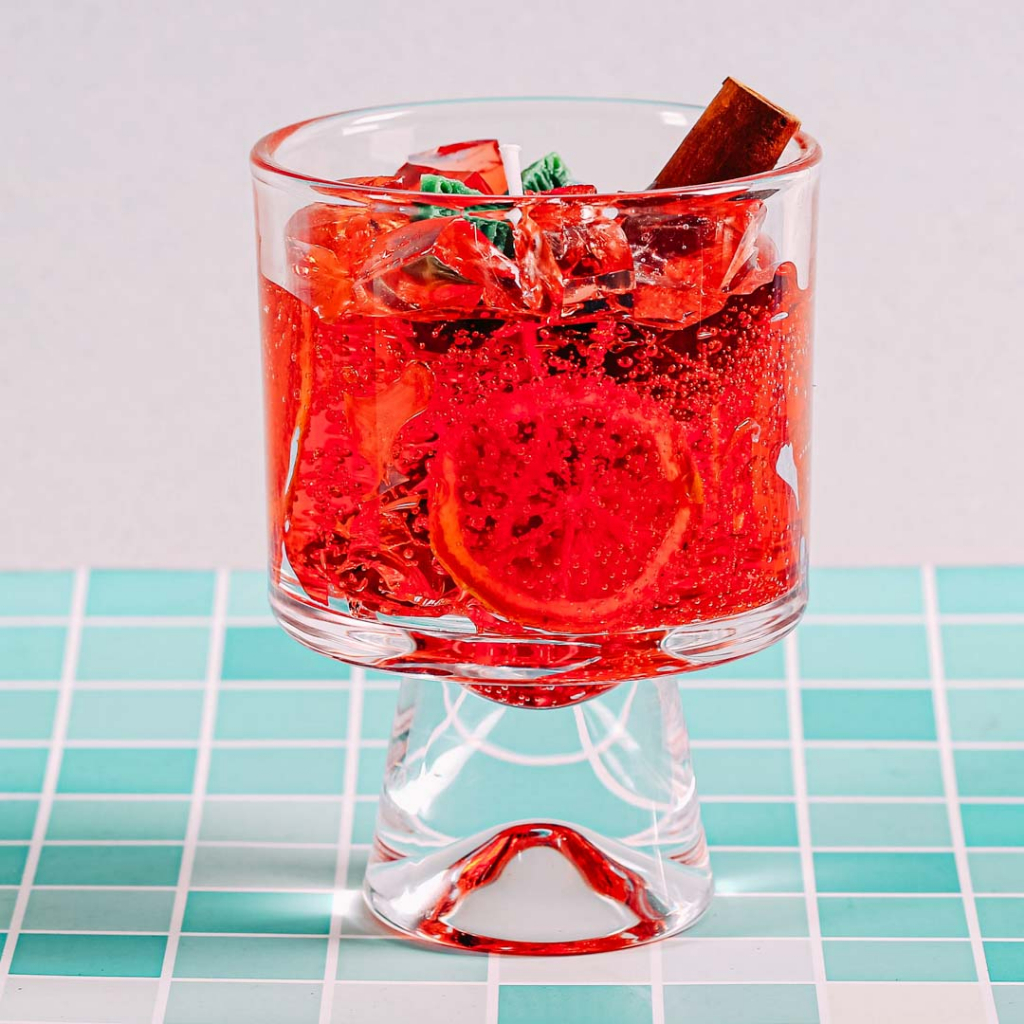 Nến thơm tạo hình, hộp, mẫu ly cocktail, 450g, hương red wine, Dalat Retro