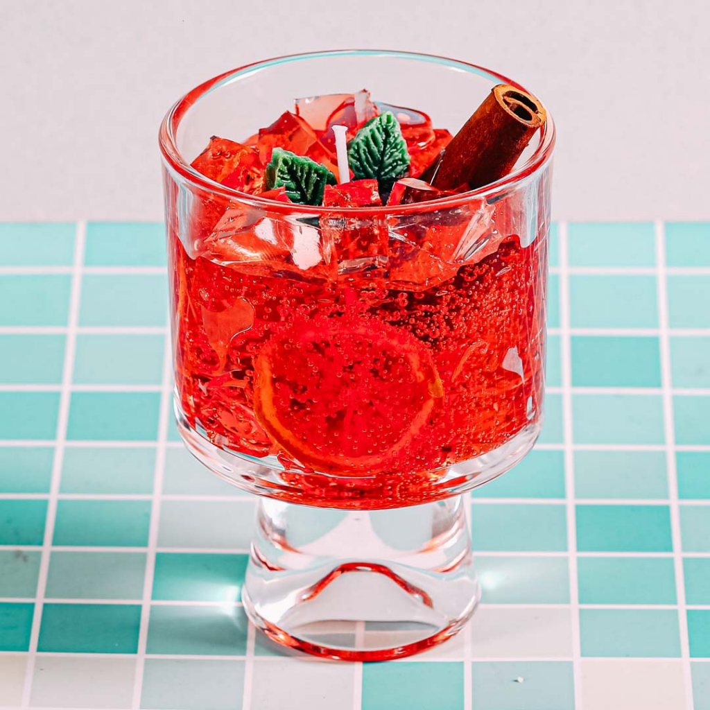 Nến thơm tạo hình, hộp, mẫu ly cocktail, 450g, hương red wine, Dalat Retro