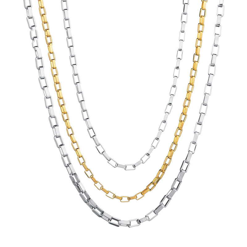 Dây chuyền titan nam cao cấp thời trang đẹp thép không gỉ kiểu hình vuông PT JEWELRY kích cỡ 3mm PTDCNA169