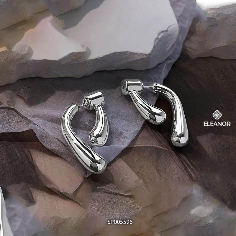 Bông tai nữ chuôi bạc 925 Eleanor Accessories thiết kế dáng cong phụ kiện trang sức 5596