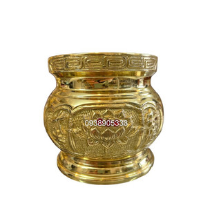 Lư hương thờ cúng bằng đồng vàng bóng dk 12cm,phụ kiên thờ cúng gia tiên