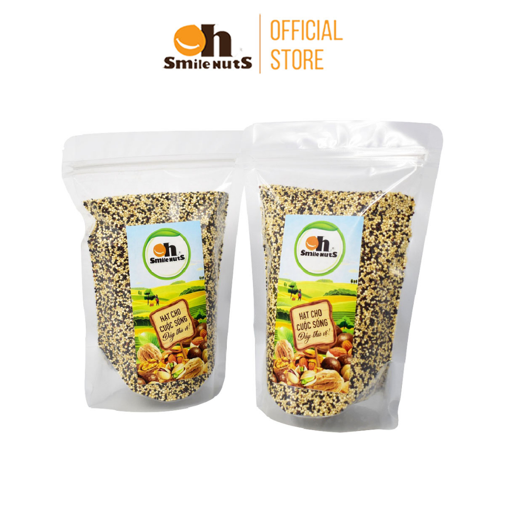 Hạt Diêm Mạch Quinoa 3 Màu Oh Smilenuts túi 500g - Mix Organic Gồm Quinoa Trắng, Quinoa Đỏ, Quinoa Đen
