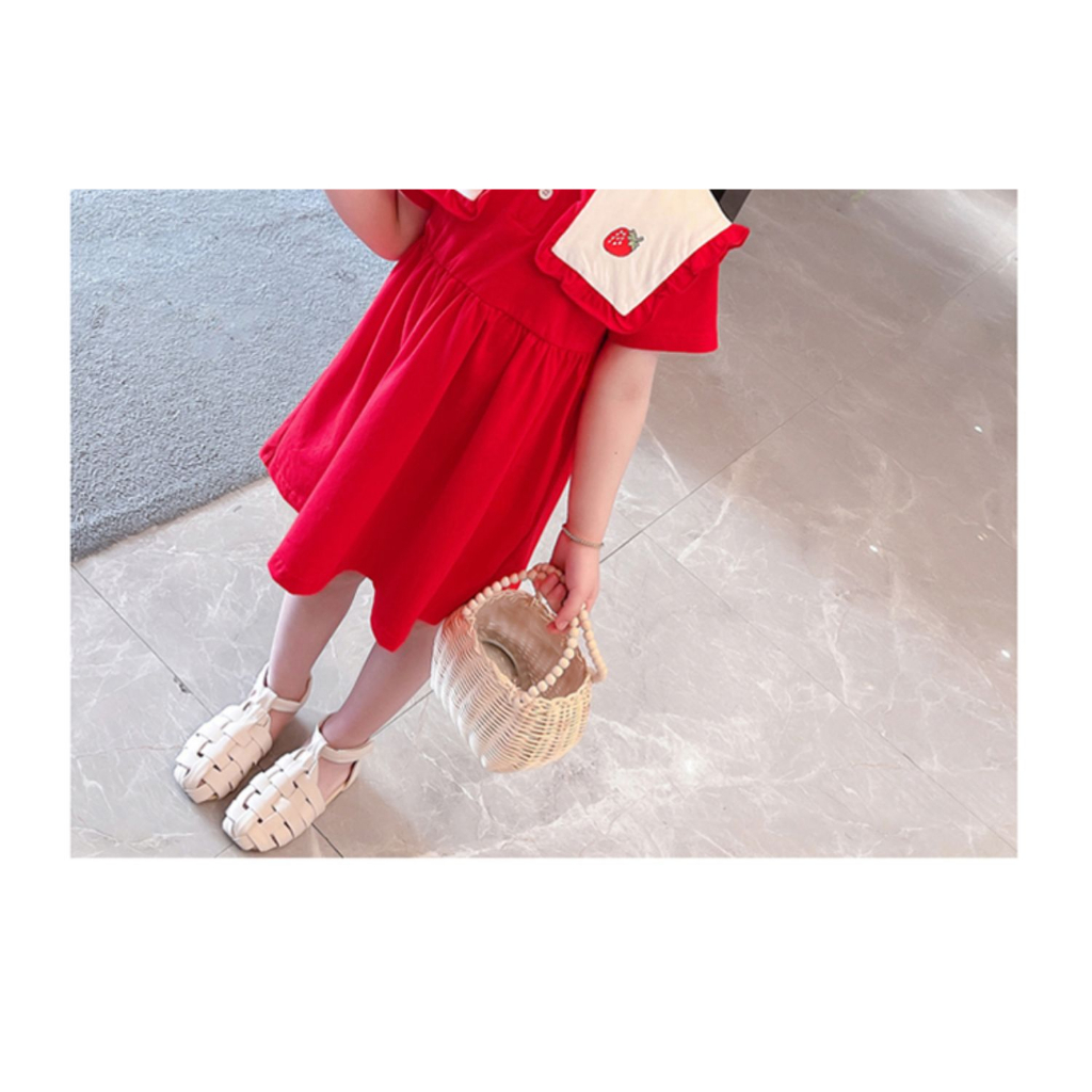 ⚡ SIÊU SALE ⚡ - Váy đầm bé gái mùa hè. Hoạ tiết dâu tây dễ thương, cotton co giãn thấm hút thoáng mát - HG106